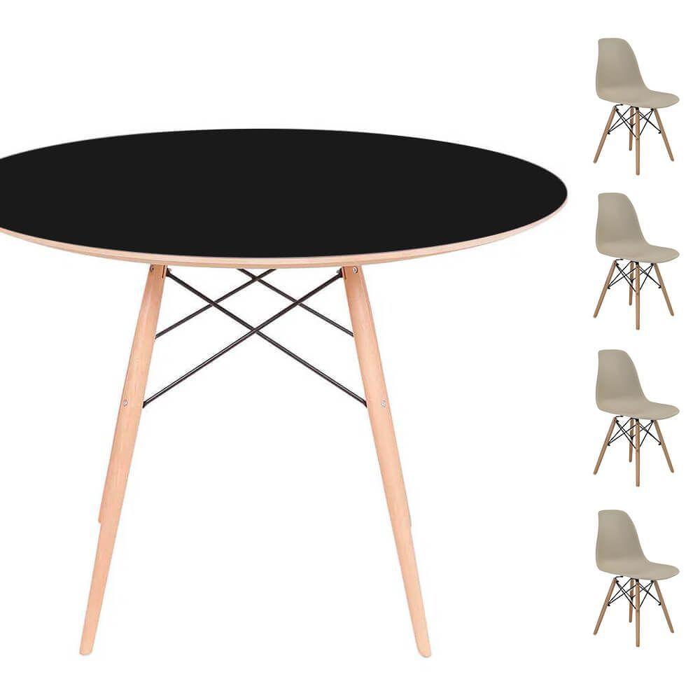 Conjunto Mesa Eames Preta 120cm + 4 Cadeiras Fendi - 1