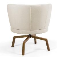 Kit 02 Poltronas Decorativas Melissa Base Ka Giratória Castanho C-107 Linho Bege - Domi - 6