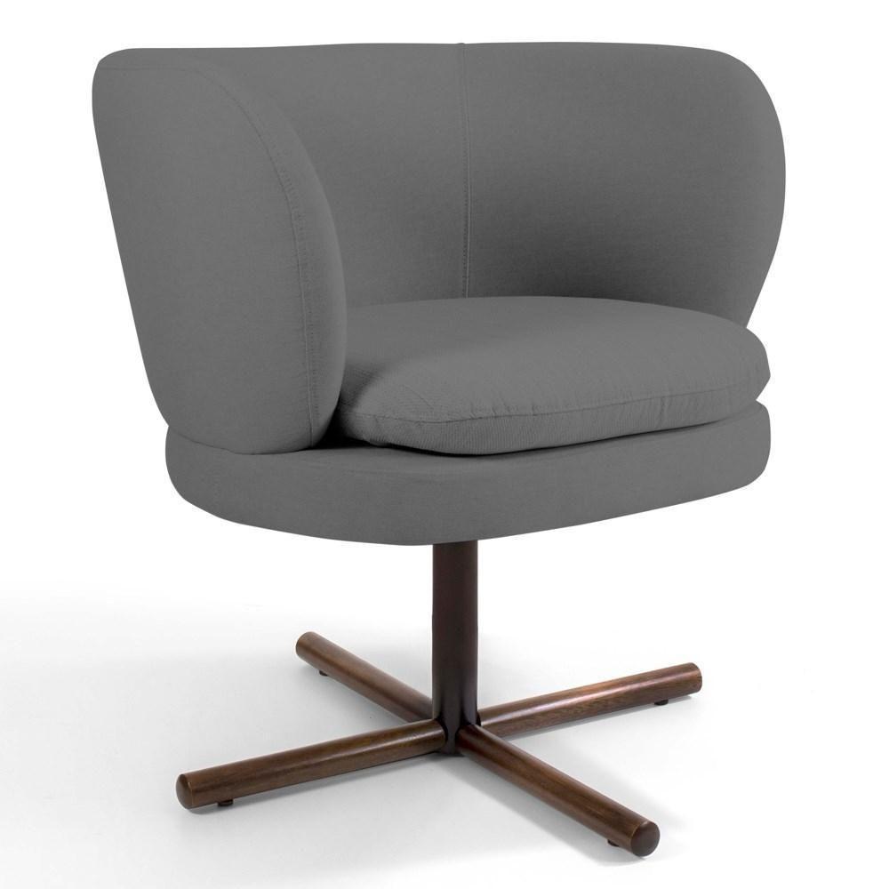 Kit 02 Poltronas Decorativas Melissa Base Xis Giratória C-416 Linho Cinza Escuro - Domi - 2