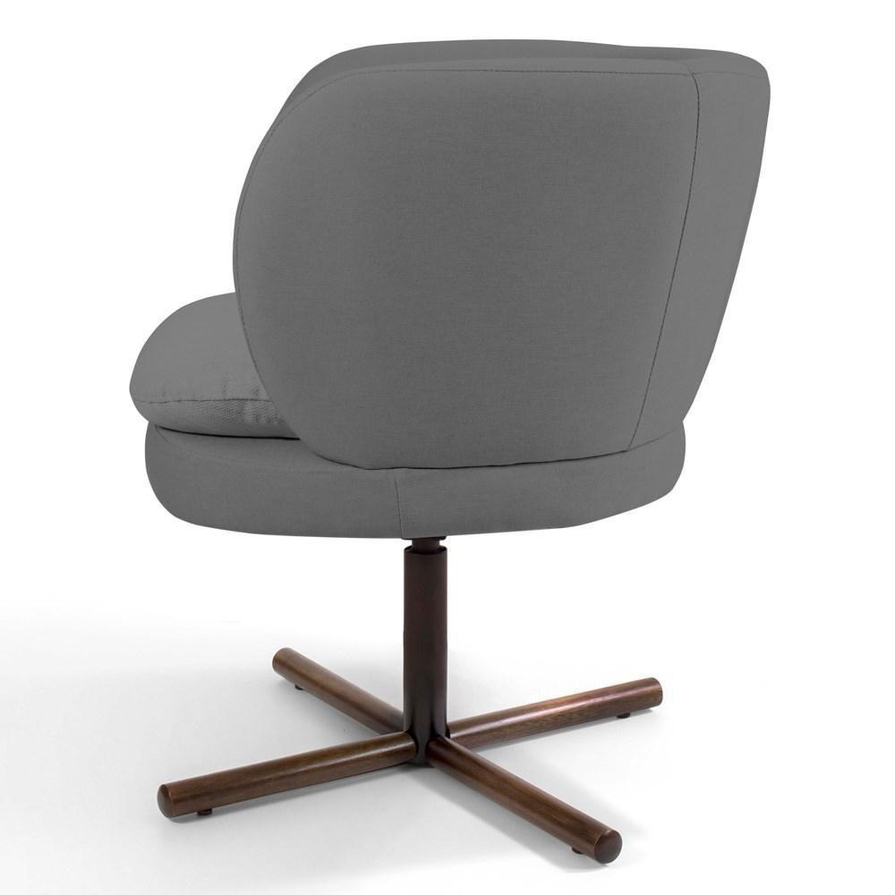 Kit 02 Poltronas Decorativas Melissa Base Xis Giratória C-416 Linho Cinza Escuro - Domi - 5