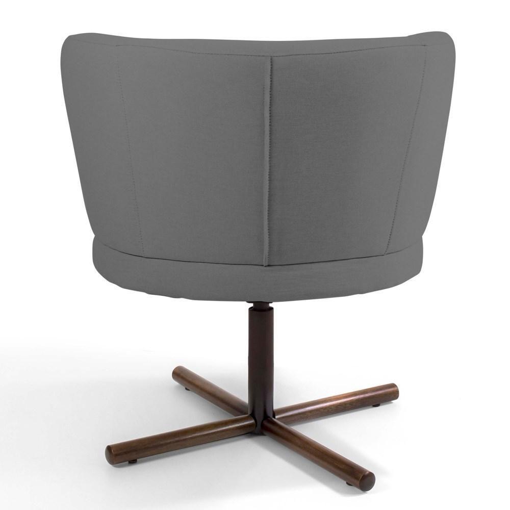 Kit 02 Poltronas Decorativas Melissa Base Xis Giratória C-416 Linho Cinza Escuro - Domi - 6