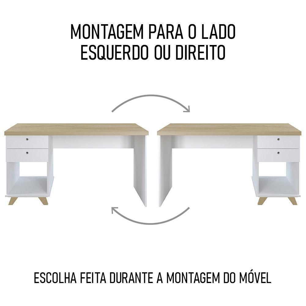 Mesa Escrivaninha 135cm Elai E Gaveteiro 2 Gavetas May A06 Olmo/branco - Mpozenato - 10