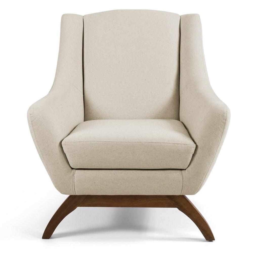 Kit 02 Poltronas Decorativas Juliet Base De Madeira C-107 Linho Bege - Domi - 3