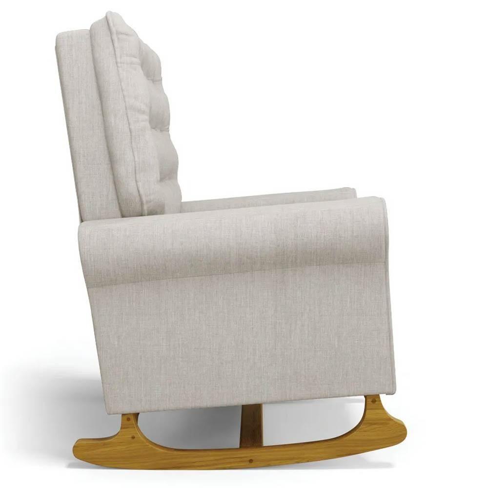 Kit 02 Poltronas De Amamentação E Descanso Base Madeira Balanço Brenda G05 Linho Bege - Mpozenato - 5