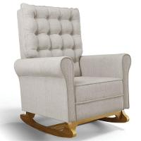 Kit 02 Poltronas De Amamentação E Descanso Base Madeira Balanço Brenda G05 Linho Bege - Mpozenato - 8