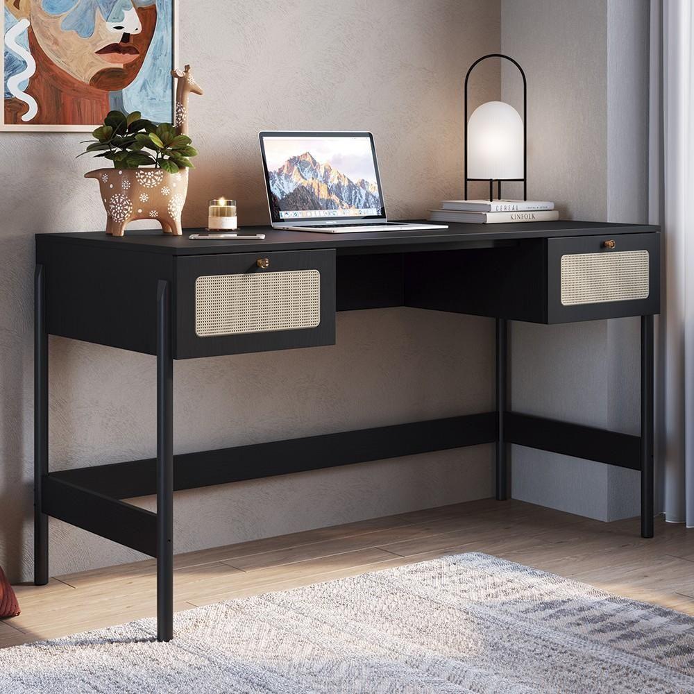 Mesa Escrivaninha Home Office Pés Madeira Arlo A10 Nero/preto - Mpozenato - 2