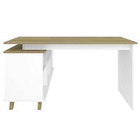 Mesa Para Computador Escrivaninha Em L Gold 2 Gavetas E Nichos Branco/olmo - Artany - 3