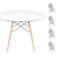 Conjunto Mesa Eames Branca 120cm + 4 Cadeiras Cinza - 1