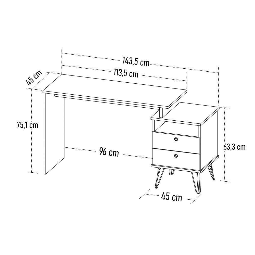 Mesa Escrivaninha Estilo Industrial Flex Lux A06 Olmo/grafito - Mpozenato - 4