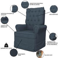 Kit 02 Poltronas De Amamentação E Descanso Com Balanço Laís G05 Linho Azul - Mpozenato - 5