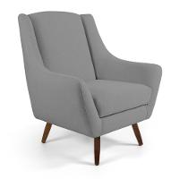 Kit 02 Poltronas Decorativas Juliet Pés De Madeira C-416 Linho Cinza Escuro - Domi - 3