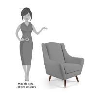 Kit 02 Poltronas Decorativas Juliet Pés De Madeira C-416 Linho Cinza Escuro - Domi - 5