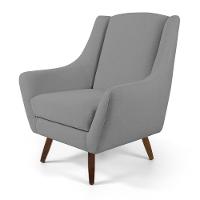 Kit 02 Poltronas Decorativas Juliet Pés De Madeira C-416 Linho Cinza Escuro - Domi - 6