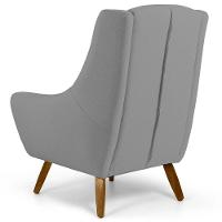 Kit 02 Poltronas Decorativas Juliet Pés De Madeira C-416 Linho Cinza Escuro - Domi - 7