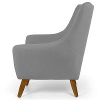 Kit 02 Poltronas Decorativas Juliet Pés De Madeira C-416 Linho Cinza Escuro - Domi - 8