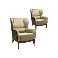 Kit 2 Poltronas Decorativas Base Madeira Milena Composê B-98/c-68 - Domi - 1