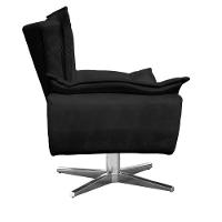 Kit 2 Poltronas Decorativas Sala De Estar Base Giratória Cromada Opla Suede Preto - Ibiza - 3