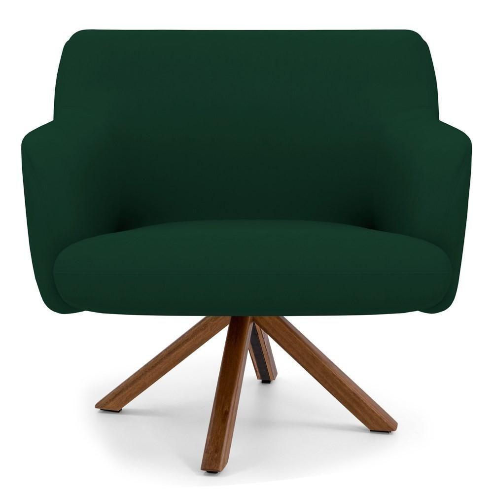 Kit 2 Poltronas Decorativas Giratórias Base Giromad Madeira Jade Veludo C-303 Verde Musgo - Domi - 2