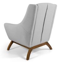 Kit 2 Poltronas Decorativas Base De Madeira Juliet Linho D-315 Cinza Claro - Domi - 5