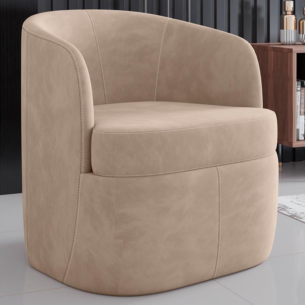 Kit 2 Poltronas Giratória Decorativa Para Sala Dandara Z08 Veludo Bege - Mpozenato - 2