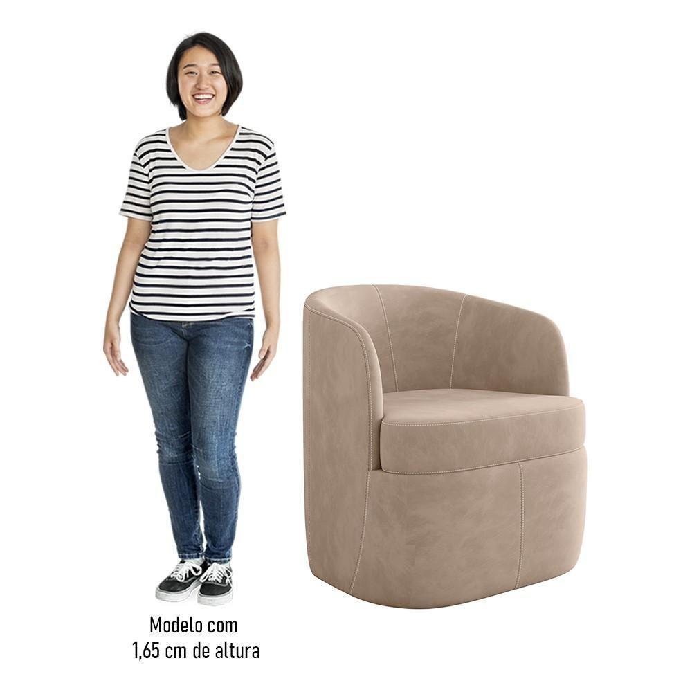 Kit 2 Poltronas Giratória Decorativa Para Sala Dandara Z08 Veludo Bege - Mpozenato - 5