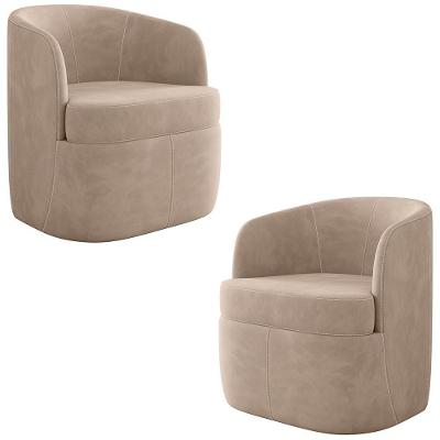 Kit 2 Poltronas Giratórias Decorativas Dandara Z08 Veludo Bege Mpozenato