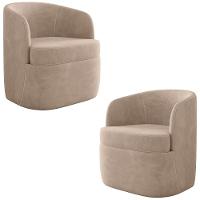 Kit 2 Poltronas Giratória Decorativa Para Sala Dandara Z08 Veludo Bege - Mpozenato - 1