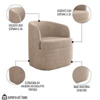 Kit 2 Poltronas Giratória Decorativa Para Sala Dandara Z08 Veludo Bege - Mpozenato - 3