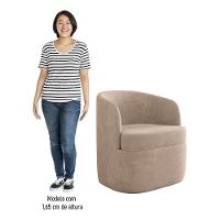 Kit 2 Poltronas Giratória Decorativa Para Sala Dandara Z08 Veludo Bege - Mpozenato - 5