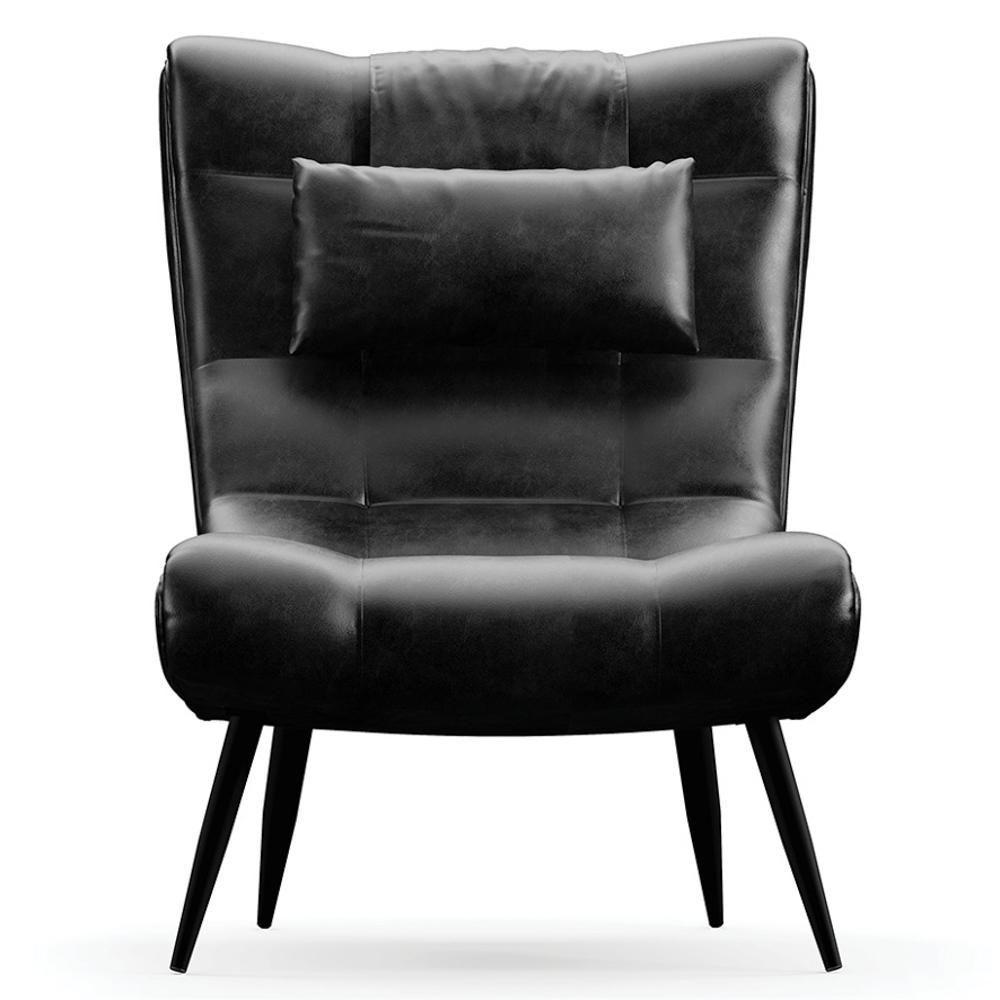 Kit 2 Poltronas Decorativas Sala De Estar Com Almofada E Pés Palito Lord Sintético Preto - Ibiza - 8