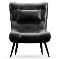 Kit 2 Poltronas Decorativas Sala De Estar Com Almofada E Pés Palito Lord Sintético Preto - Ibiza - 8