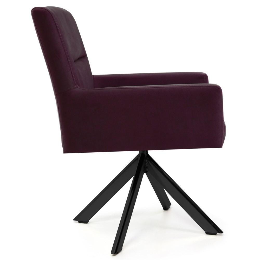 Kit 2 Poltronas Decorativas Giratórias Base Eiffel Preto Angel Veludo C-292 Uva - Domi - 5