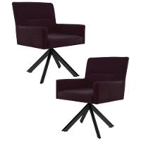 Kit 2 Poltronas Decorativas Giratórias Base Eiffel Preto Angel Veludo C-292 Uva - Domi - 1