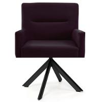 Kit 2 Poltronas Decorativas Giratórias Base Eiffel Preto Angel Veludo C-292 Uva - Domi - 2