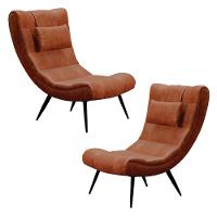 Kit 2 Poltronas Decorativas Sala De Estar Com Almofada E Pés Palito Lord Sintético Nozes - Ibiza - 1