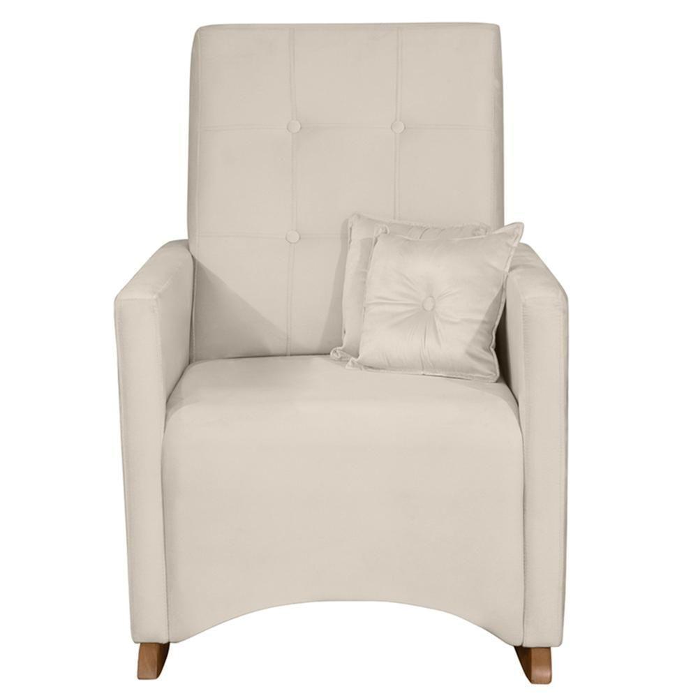 Poltrona Amamentação Base Balanço E Puff Lola Veludo Off F03 - Mpozenato - 5