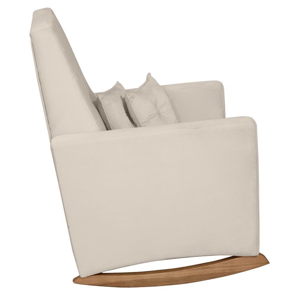 Poltrona Amamentação Base Balanço E Puff Lola Veludo Off F03 - Mpozenato - 6