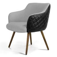 Kit 2 Poltronas Decorativas Pés Palito Madeira Jade Corano C-05 Linho D-315 Cinza Claro - Domi - 2