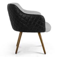 Kit 2 Poltronas Decorativas Pés Palito Madeira Jade Corano C-05 Linho D-315 Cinza Claro - Domi