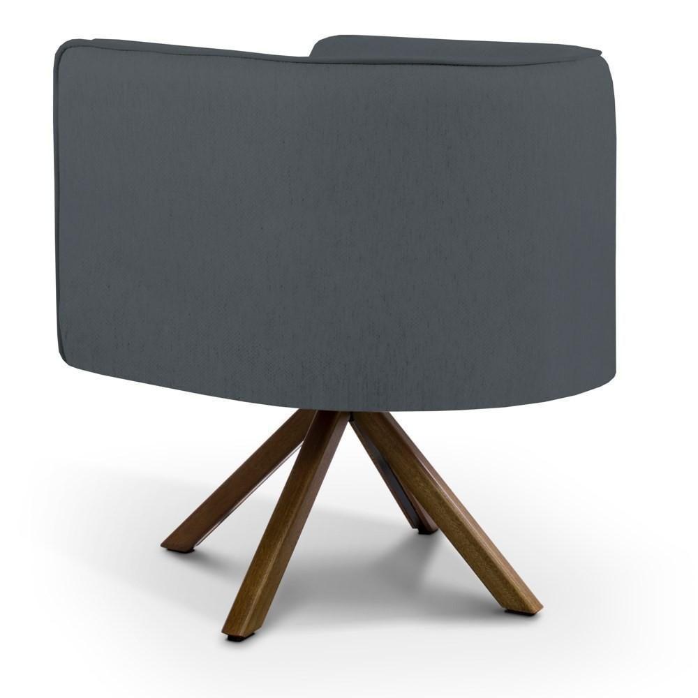 Kit 2 Poltronas Decorativas Base Giromad Madeira Betina C-03 Corano Cinza - Domi - 3