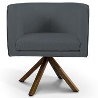 Kit 2 Poltronas Decorativas Base Giromad Madeira Betina C-03 Corano Cinza - Domi - 2