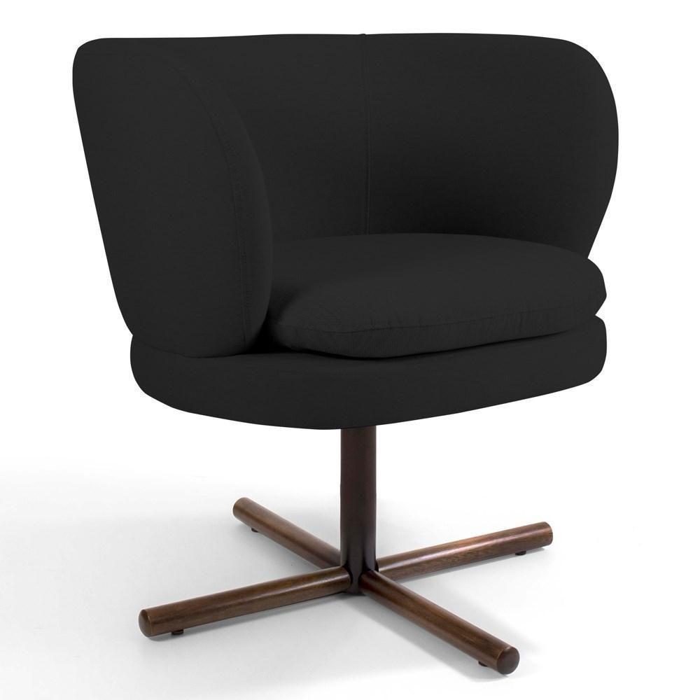 Kit 2 Poltronas Decorativas Melissa Base Xis Giratória Veludo C-300 Preto - Domi - 2