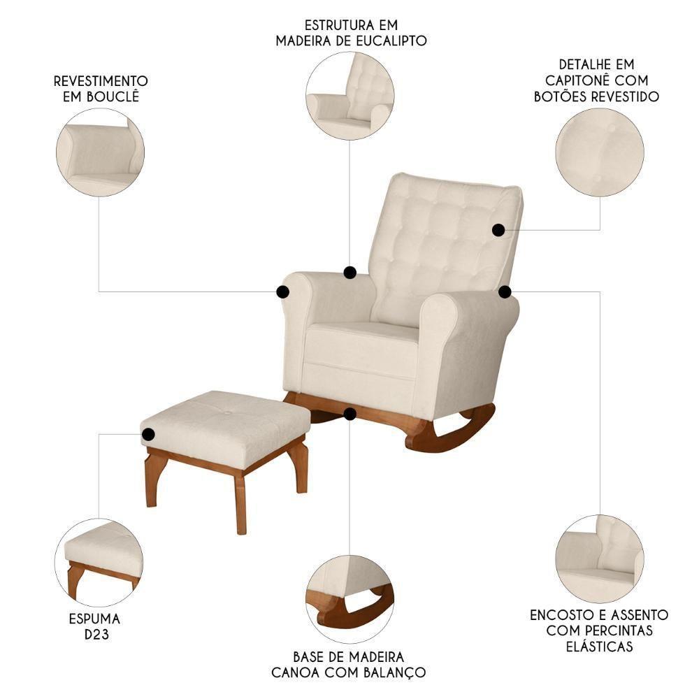 Poltrona Amamentação Base Balanço E Puff Maju Bouclê Off F03 - Mpozenato - 3