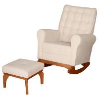 Poltrona Amamentação Base Balanço E Puff Maju Bouclê Off F03 - Mpozenato - 1