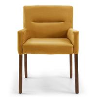 Kit 2 Poltronas Decorativas Base Madeira Angel Veludo C-279 Amarelo - Domi - 2