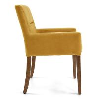 Kit 2 Poltronas Decorativas Base Madeira Angel Veludo C-279 Amarelo - Domi - 5