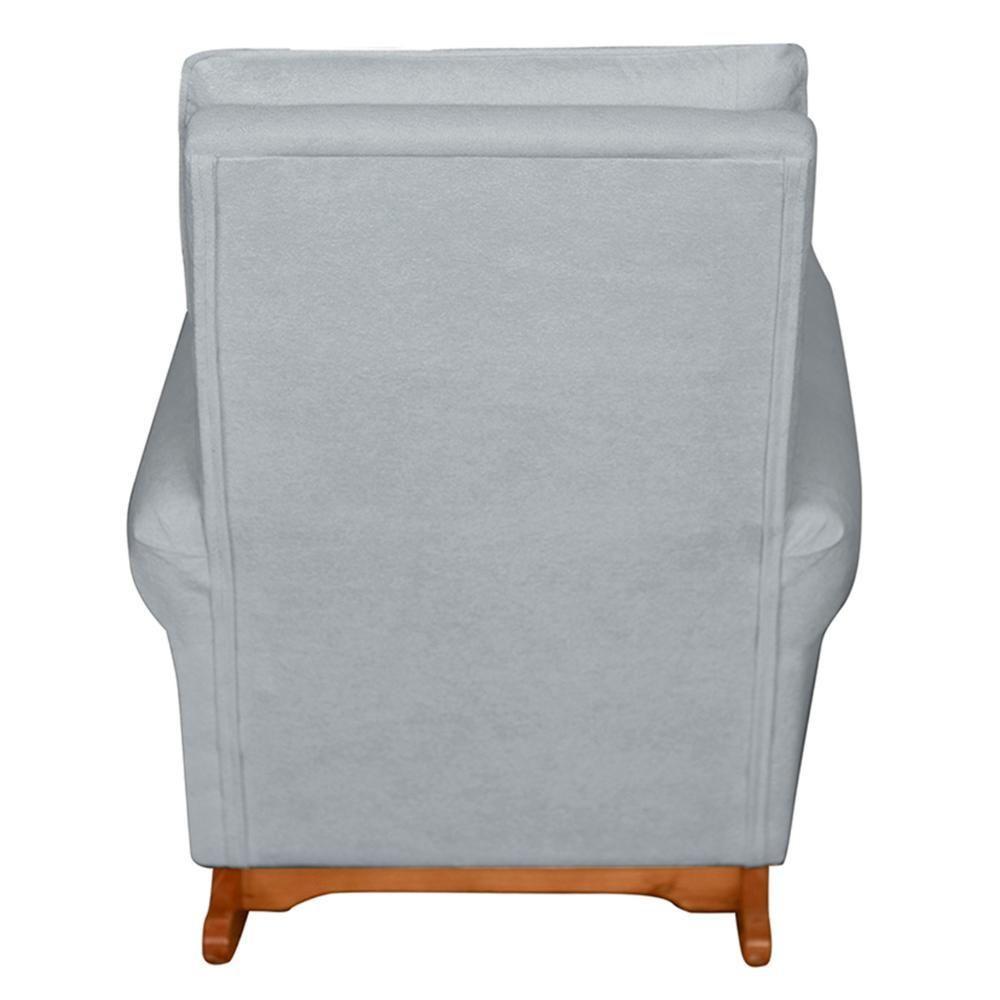 Poltrona Amamentação Base Balanço E Puff Maju Bouclê Cinza F03 - Mpozenato - 6