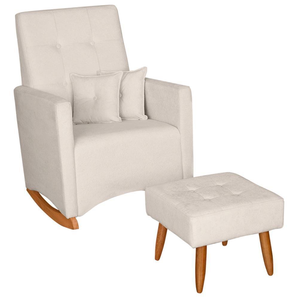 Poltrona Amamentação Base Balanço E Puff Lola Bouclê Off F03 - Mpozenato - 1