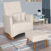 Poltrona Amamentação Base Balanço E Puff Lola Bouclê Off F03 - Mpozenato - 2