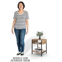 Kit 2 Mesas De Cabeceira Estilo Industrial Plaza L03 Castanho - Mpozenato - 5